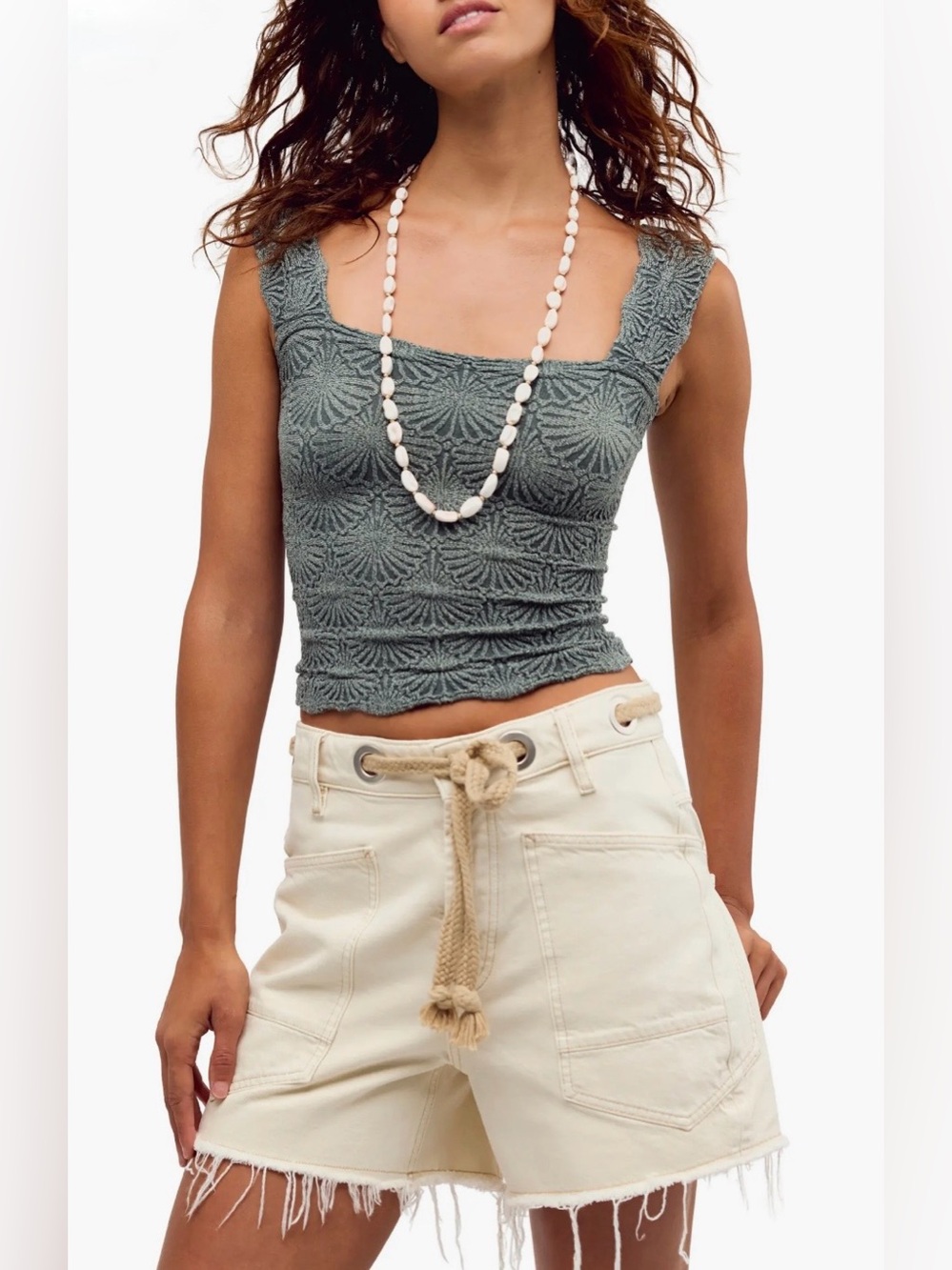 Free People Love Letter Cami Tank, Midnight Mountain Green, Women’s Size XS/S